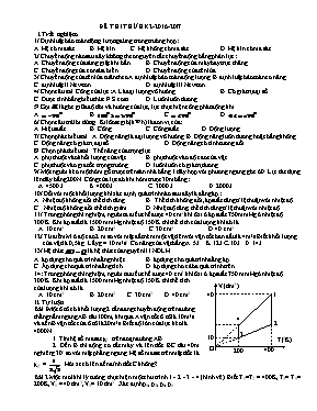 Đề thi thử học kỳ II môn Vật lý 12 - Năm học 2016-2017